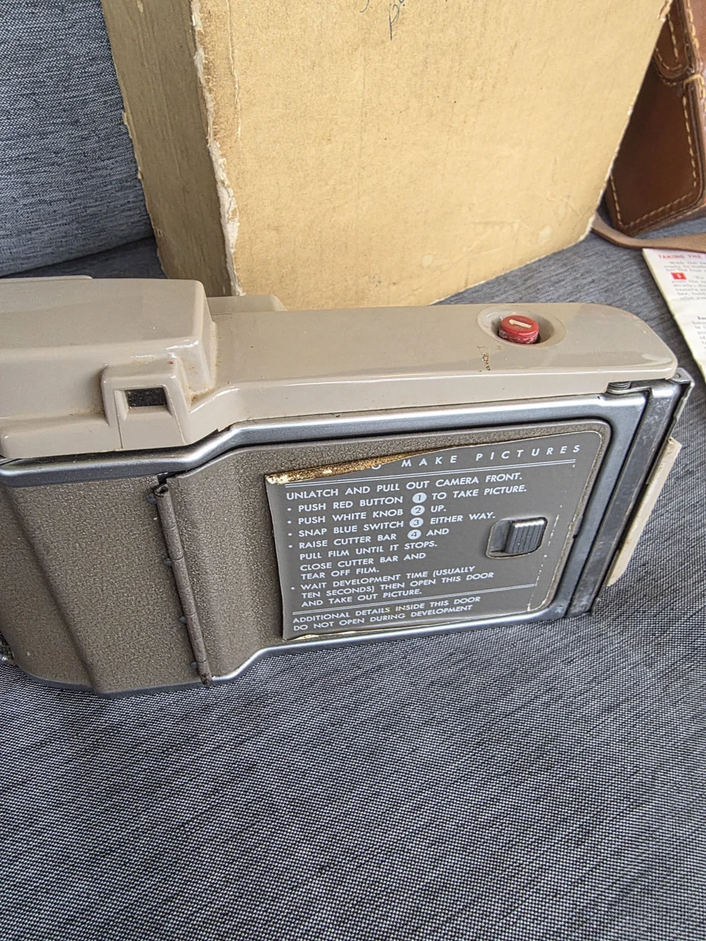 Polaroid Cream and Brown Electric Eye Land Camera with Box and Case